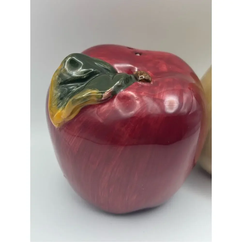 Ceramic Apple & Pear Salt & Pepper Shaker Set, Cottagecore Kitchen Accents